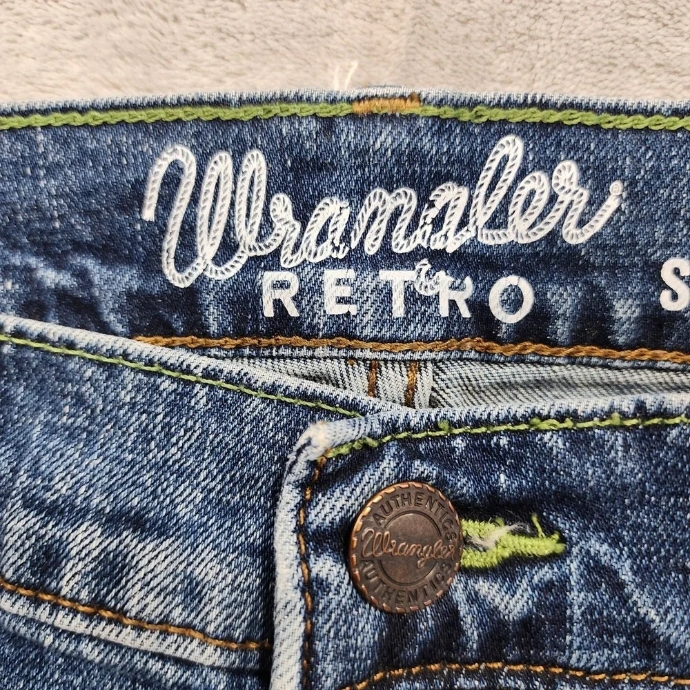 Wrangler Jeans Mens 32x36 Blue Retro Slim Straight Stretch Denim Medium Wash